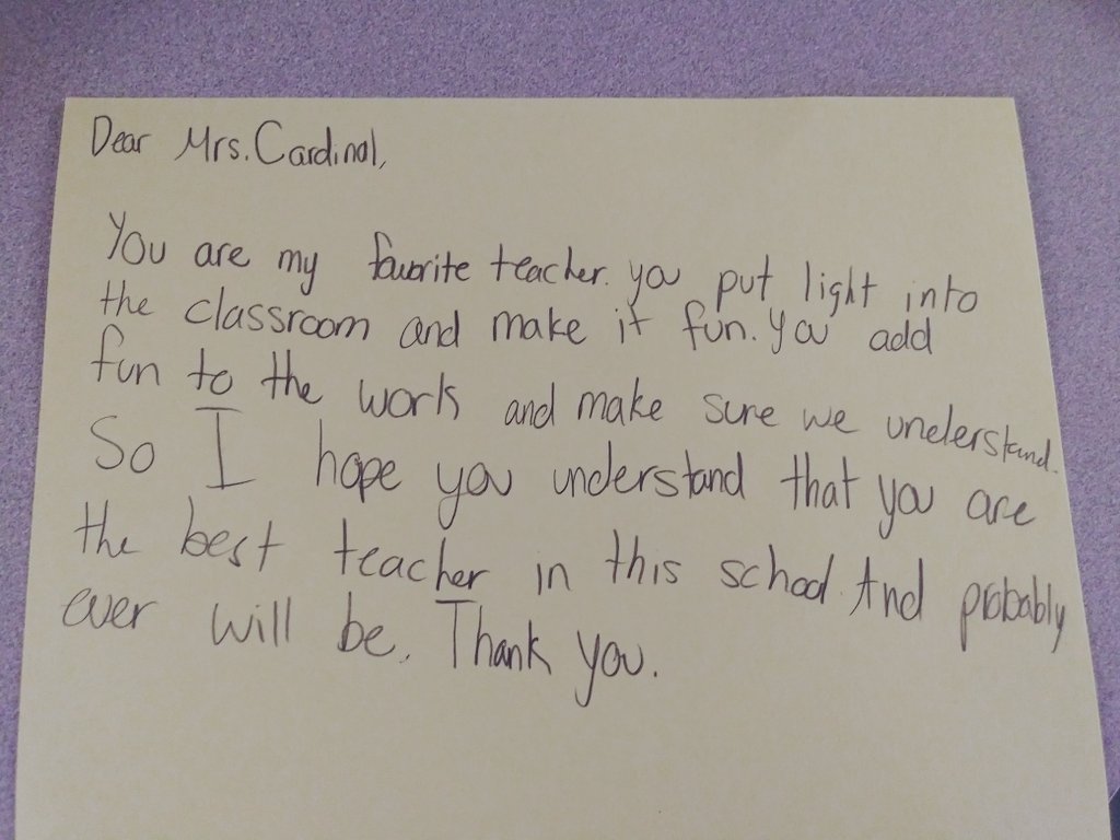 ACardinalClass's tweet photo. Teachers who have kids write notes to other teachers>>>>> https://t.co/horpfLtSSE