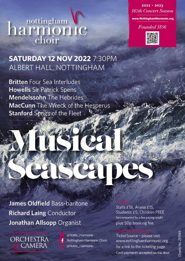 Just a month before this dramatic concert 🎶 Herbert Howells rarely performed ‘Sir Patrick Spens’. One for you @edballs 🌊 Also the rarely performed MacCunn’s ‘Wreck of the Hesperus’ plus Stanford, Britten & Mendelssohn @alberthallnotts Ticket link: ticketsource.co.uk/whats-on/notti…