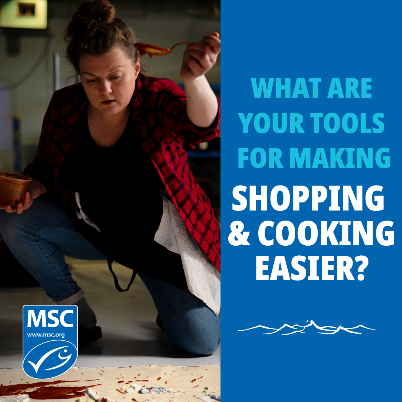 MSCbluefish's tweet photo. Just like your favorite kitchen tool, the MSC blue fish works hard 💪  
Look for the MSC blue fish label next time you’re grocery shopping to easily identify certified sustainable #FeelGoodSeafood.  
The MSC blue fish makes #sustainableseafood smarter, not harder ☑️ 
Learn more: