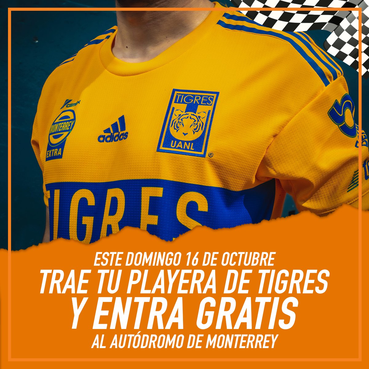 Este domingo 16 de octubre corremos en el autódromo de #Monterrey ¿Le vas a TigresOficial? Lleva tu playera, gorra o algún distintivo que demuestre tu afición y entra ¡GRATIS! 😁👍🏼

No te pierdas de la emoción de las carreras de #SuperCopaMex 😎🏁❤️