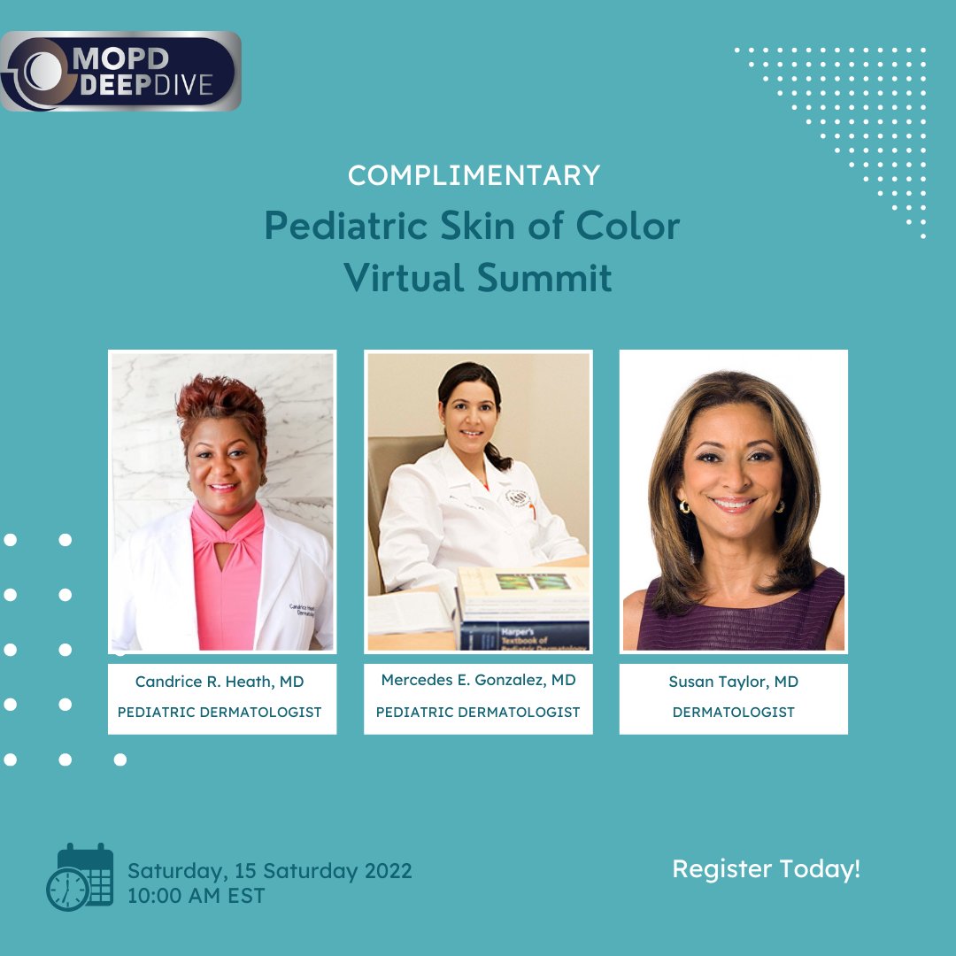 🚨 We are only 2 days away from the Pediatric Skin of Color Virtual Summit. 🚨

🔗 Register for this complimentary virtual event so you can join us next Saturday, Oct. 15 at 10 a.m. EST: go.livderm.org/3yDuW0a

#LiVDerm #MastersofPediatricDermatology #SkinofColorSociety #Faculty