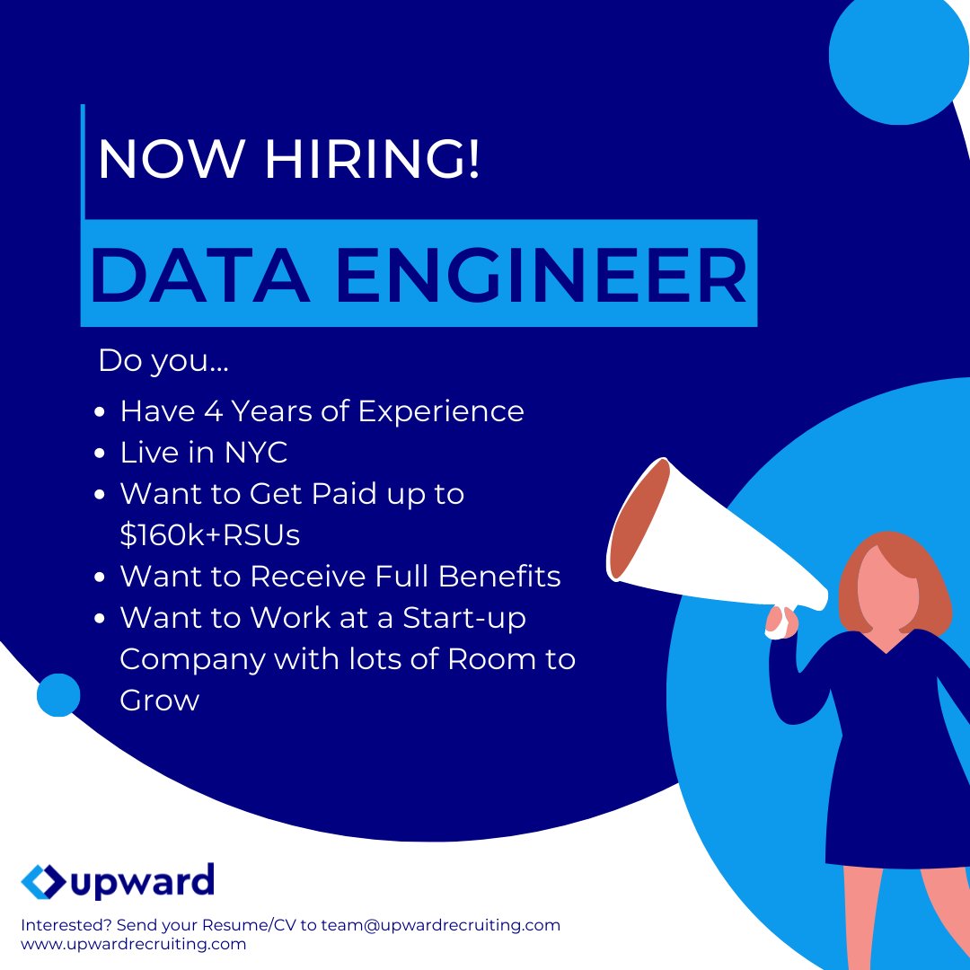 JOB POST!!📢🎉

If you fit the above requirements or you know anyone that would be perfect for this role, please send your Resume/CV our way - team@upwardrecruiting.com or apply online - upwardrecruiting.com/jobs

Good Luck! 🤩👏