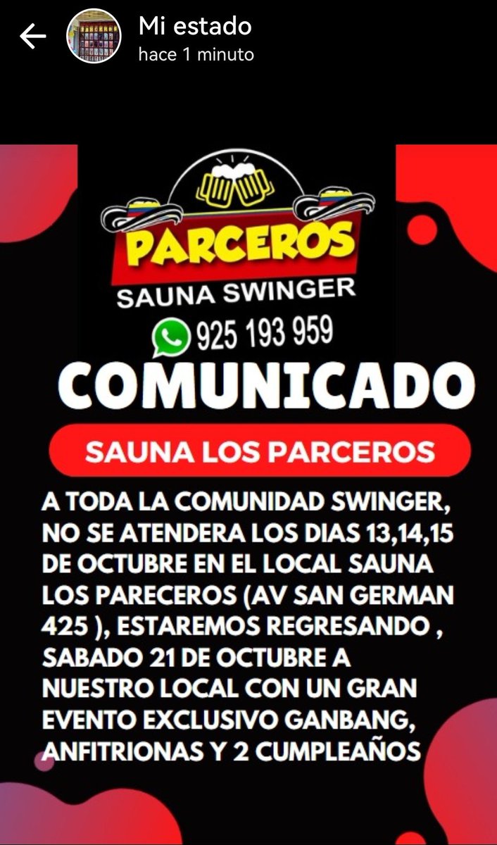 Gracias por su complicidad y confianza nos vemos el 21 de octubre con local nuevo y muchas sorpresas y solo en un su club swinguer los parceros!!!