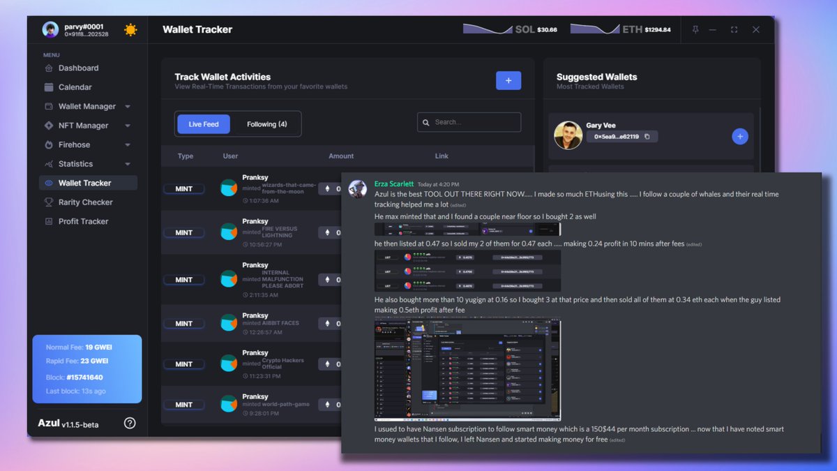 #AzulTestimonials

Meet Erza; she used our wallet tracking feature to follow whales and replicate their moves. In return, she ended up making a couple of ETH. 

Generating income isn't complicated with the right tools! 💻