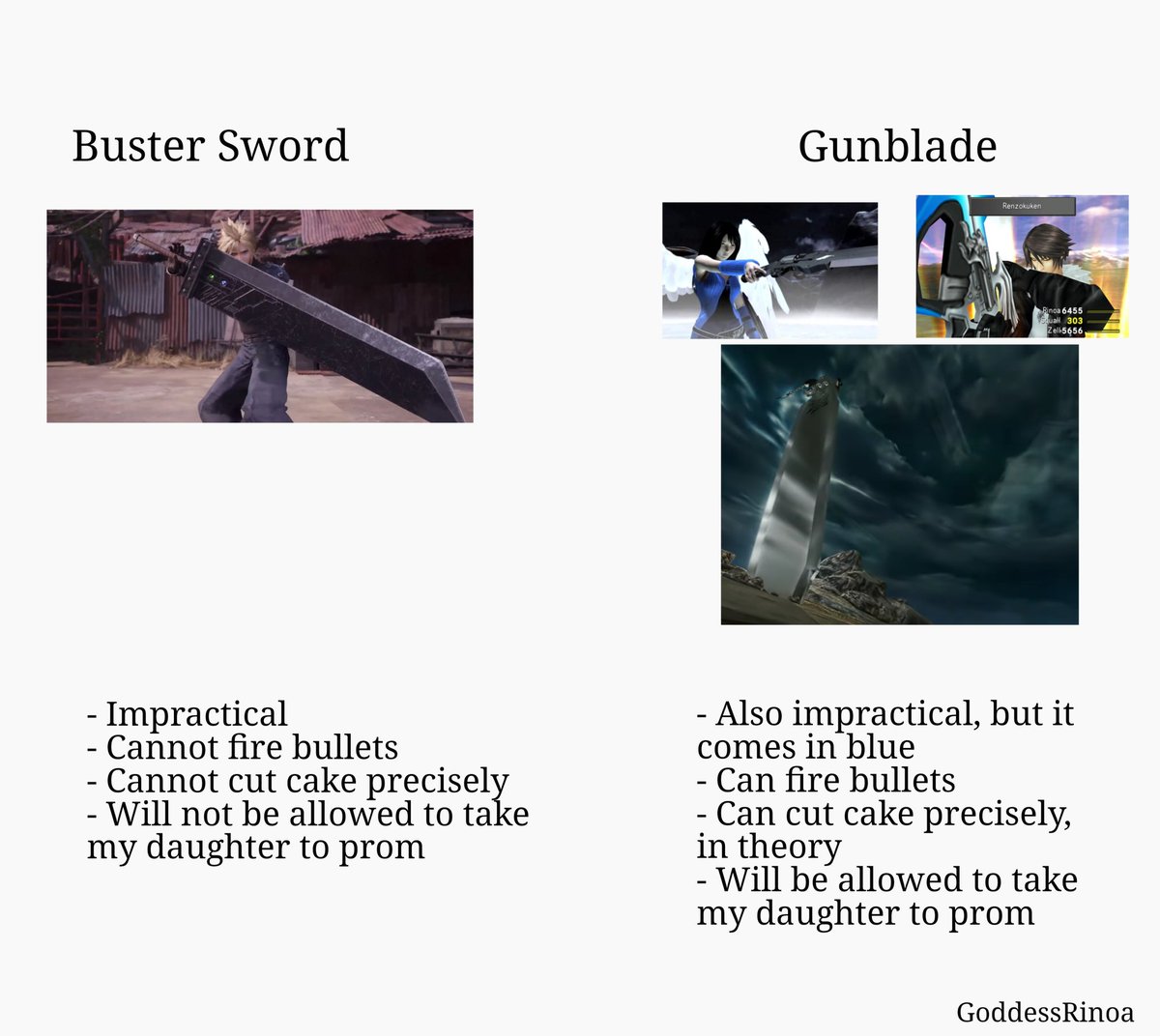 GamerRinoa's tweet photo. In conclusion: Gunblade really really cool https://t.co/HSUSfoKJDm