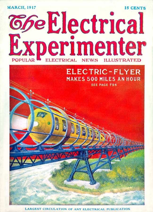 EnglishMow's tweet photo. 1917 The Electrical Experimenter magazine. People had dreamed about a rapid train, which could travel with a speed of 750km/h. It was a time of the deadly Would War I. The amazing train speed became a reality only in our days. #ElectricalExperimenter #magazine #жд #rail #train https://t.co/UiFvVRl5kM