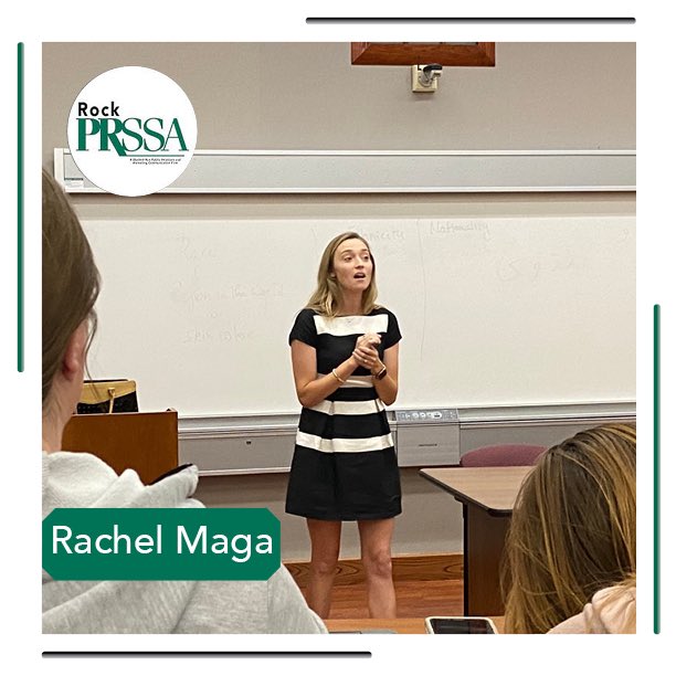 Rock PRSSA members thank Rachel Maga for sharing her career journey in social media marketing and entrepreneurship yesterday. Students were very engaged as they asked many questions about Rachel's experience with clients and managing social media platforms.