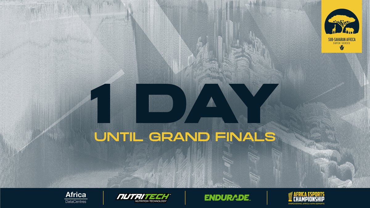 Rainbow Six SSA Super Series (@ssasuperseries) on Twitter photo 🚨1 MORE DAY🚨
In less than 24 hours we will FINALLY see the Grand Finals of the first ever Rainbow Six SSA Super Series‼️🔥
#R6SSA
<a href="/EsportsAfreeca/">Africa Esports Championship • AEC</a> | <a href="/africa_dc/">Africa Data Centres</a> | <a href="/NUTRITECHFIT/">NUTRITECH®</a> | <a href="/ENDURADESPORTS/">ENDURADE™</a> 🚨1 MORE DAY🚨
In less than 24 hours we will FINALLY see the Grand Finals of the first ever Rainbow Six SSA Super Series‼️🔥
#R6SSA
<a href="/EsportsAfreeca/">Africa Esports Championship • AEC</a> | <a href="/africa_dc/">Africa Data Centres</a> | <a href="/NUTRITECHFIT/">NUTRITECH®</a> | <a href="/ENDURADESPORTS/">ENDURADE™</a>