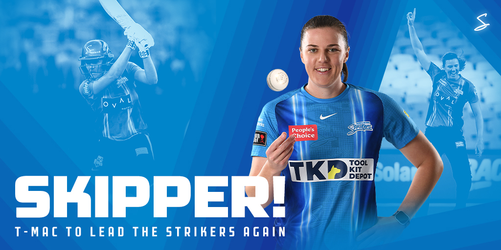 What better way to lead off the day than announce our leader 🫡 A star person, cricketer and now DRS Decider! Good luck, T-Mac - we're right behind you 💪 #WBBL08 #StrikeShow 🗞️ - bit.ly/StrikersSkipper