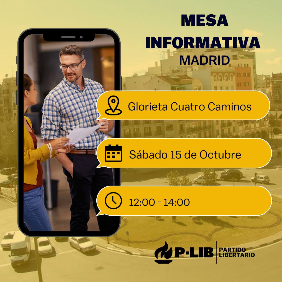 💛Estaremos este sábado en Cuatro Caminos para acercar nuestras ideas a la sociedad civil 😉
¡Por la libertad!🗽