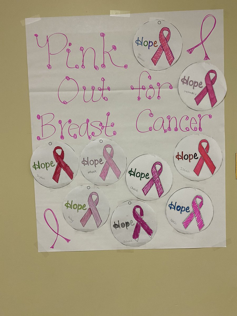 “Pink Out for Breast Cancer” Day at work! My students even joined in to show their support with the pink ribbons! 💕💕 <a href="/MCJH_Athletics/">MCJH_ATHLETICS</a> #PINKOUT #ServingUpACure #ChompChompCancer