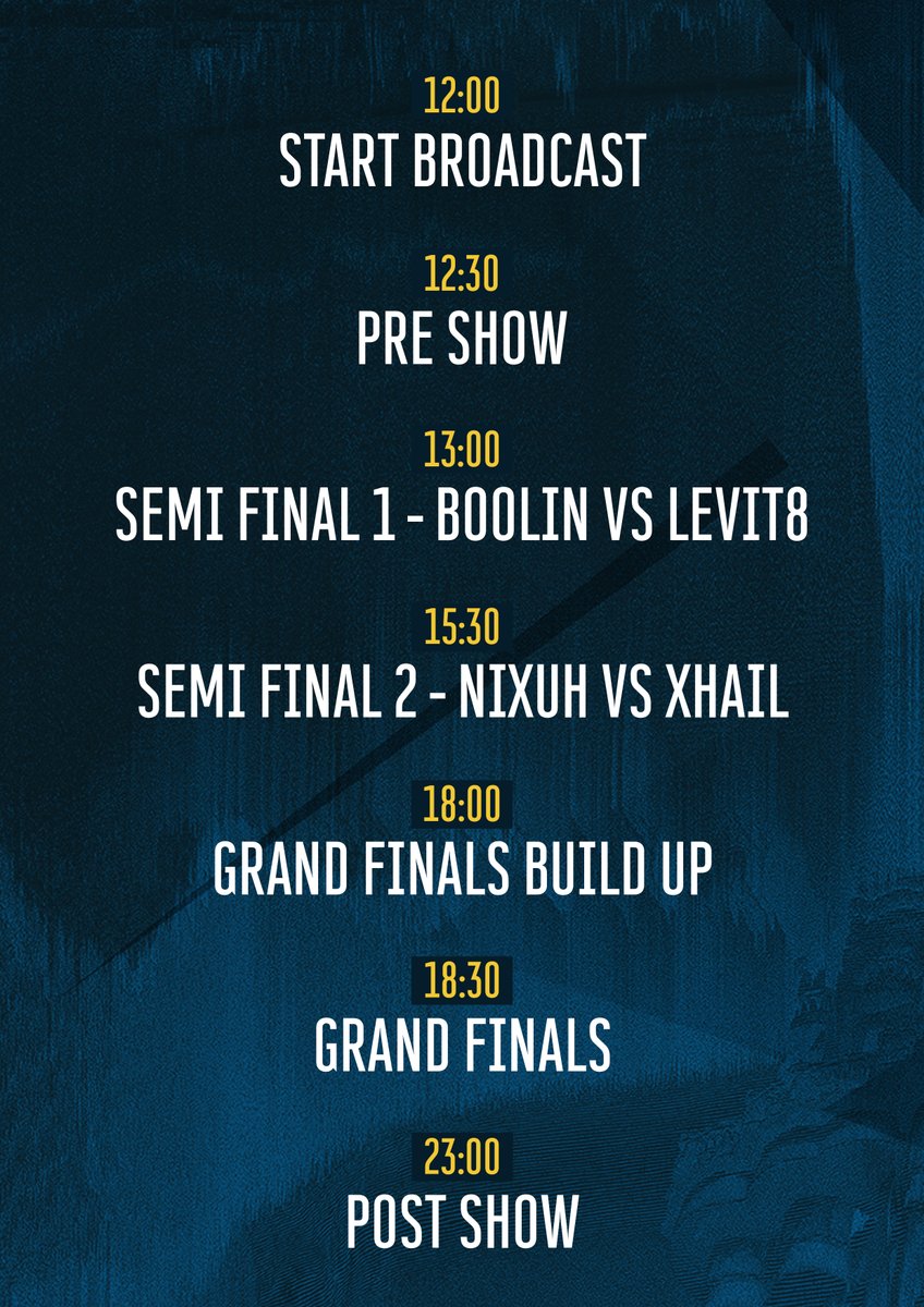 Rainbow Six SSA Super Series (@ssasuperseries) on Twitter photo 🚨GRAND FINALS SCHEDULE🚨
We present to you the official Grand Finals Schedule for the Rainbow Six SSA Super Series for this Saturday the 15th of October‼️🔥
You do not want to miss this👀
#R6SSA
<a href="/EsportsAfreeca/">Africa Esports Championship • AEC</a> | <a href="/africa_dc/">Africa Data Centres</a> | <a href="/NUTRITECHFIT/">NUTRITECH®</a> | <a href="/ENDURADESPORTS/">ENDURADE™</a> 🚨GRAND FINALS SCHEDULE🚨
We present to you the official Grand Finals Schedule for the Rainbow Six SSA Super Series for this Saturday the 15th of October‼️🔥
You do not want to miss this👀
#R6SSA
<a href="/EsportsAfreeca/">Africa Esports Championship • AEC</a> | <a href="/africa_dc/">Africa Data Centres</a> | <a href="/NUTRITECHFIT/">NUTRITECH®</a> | <a href="/ENDURADESPORTS/">ENDURADE™</a>