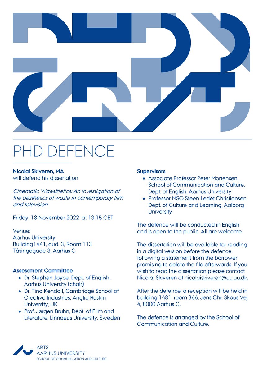 NSkiveren's tweet photo. I am pleased to announce that my PhD has just been accepted for defense! 🥳🎓🍾 The event will take place on November 18th at Aarhus University - everyone is welcome to join.

In case you want to follow the event digitally, just send me a PM and I'll send you a link. https://t.co/Vblsz8Sxfv