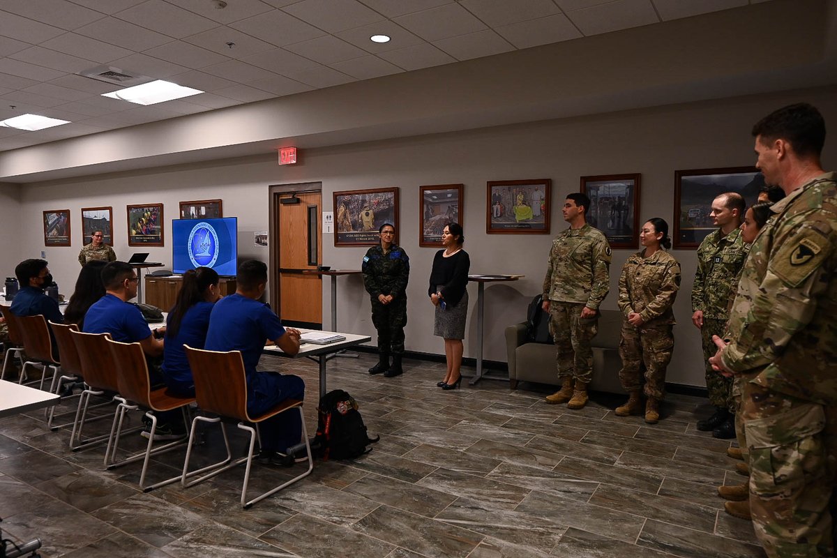 The commander of Soto Cano Air Base, Lt. Col. Sidia Lara, visits JTF-B to congratulate the students of The Medical Effects of Ionizing Radiation (MEIR) Course, during the certificate ceremony. #progressthroughunity