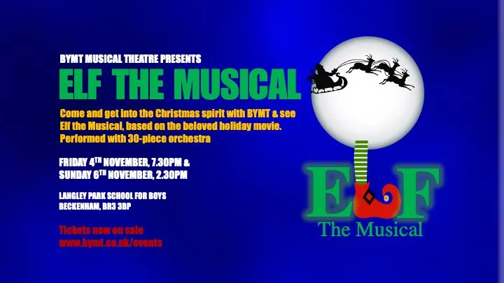 It's never too early to fill your heart with Christmas #SparkleJollyTwinkleJingley - based on the beloved holiday movie, ELF THE MUSICAL will be performed by BYMT Musical Theatre & 30-piece orchestra @LangleyPerfArts on 4th & 6th November. Tickets bymt.co.uk/events