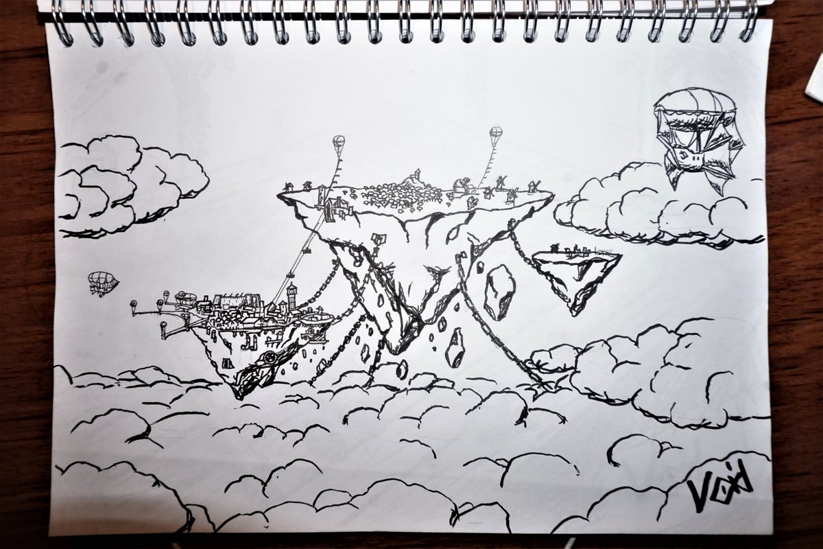 Void_Organism's tweet photo. Island - INKTOBER Day 7
#inktober #inktober2022 #ink #sailpunk #steampunk #ageofsail #island #floatingisland #floatingislands #city #fantastic #fantasyart #chain #airship #airships #clouds #windmill #balloons #port #victorian #art #worlbuilding #conceptart #shardreach https://t.co/tklVZCbcvY
