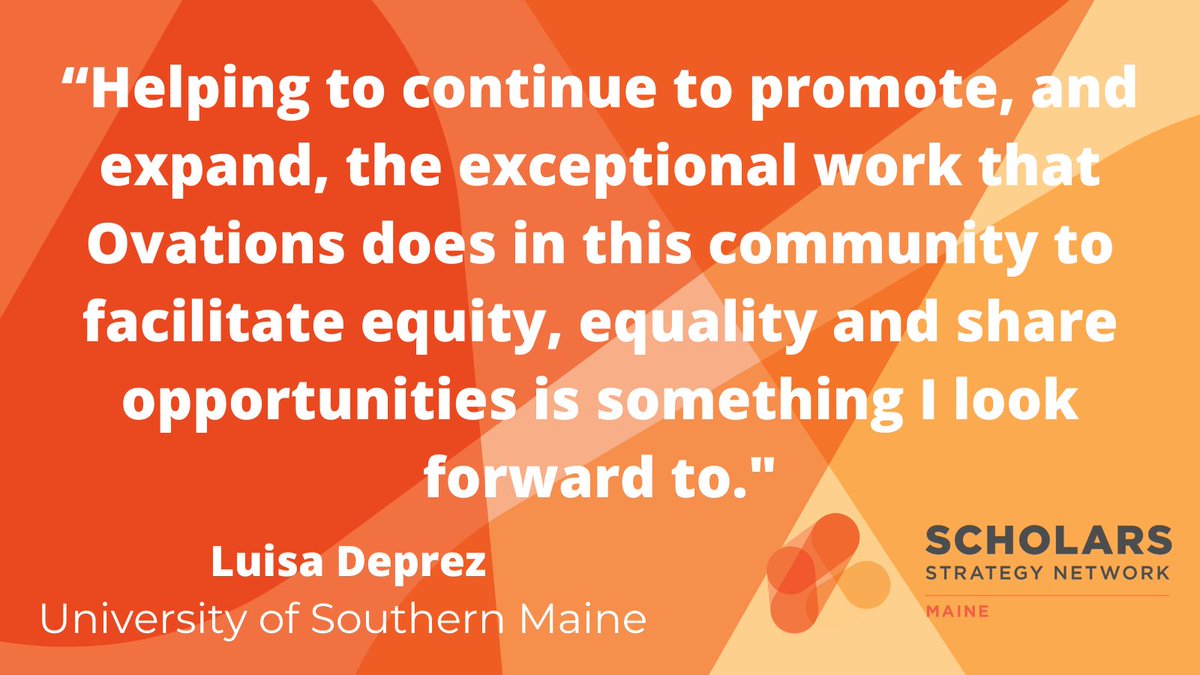 Maine <a href="/SSNScholars/">Scholars Strategy Network (bsky: @scholars.org)</a> Luisa Deprez (<a href="/lsdeprez/">Luisa S. Deprez</a>) has been appointed to the <a href="/PortlndOvations/">Portland Ovations</a> Board of Directors. Portland Ovations is a Maine non-profit performing arts organization that connects artists and  audiences to make the arts an integral part of community