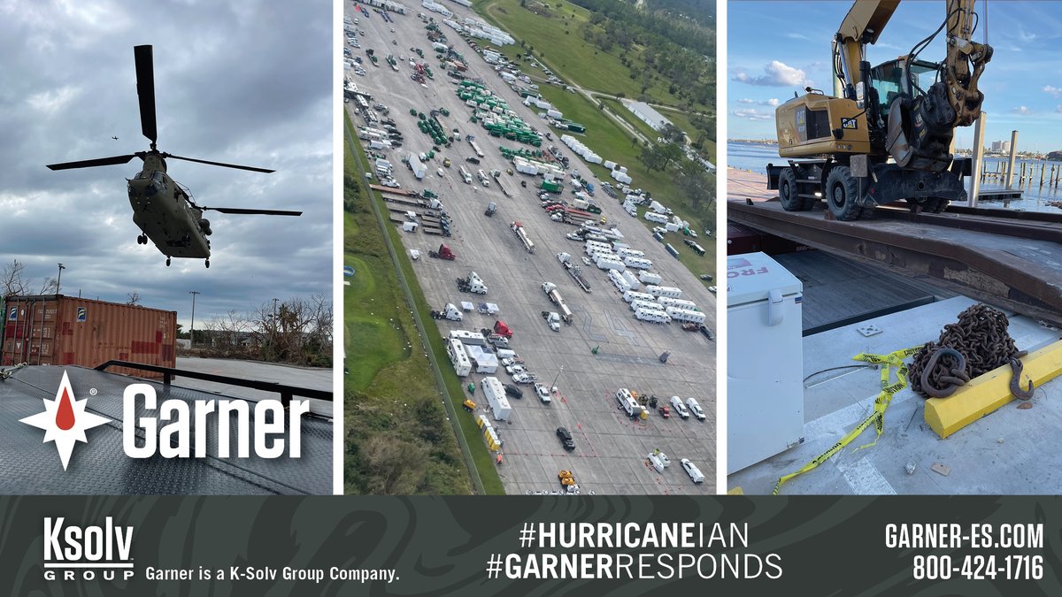 Garner_ES's tweet photo. Garner is working in Florida to assist in the recovery and restoration efforts following the aftermath of Hurricane Ian!  We are honored to serve FDEM, Governor Ron DeSantis, and the Floridians impacted by this storm.  #garnerresponds #HurricaneIan #HurricaneResponse #KsolvGroup https://t.co/Hz7kH4hWK8