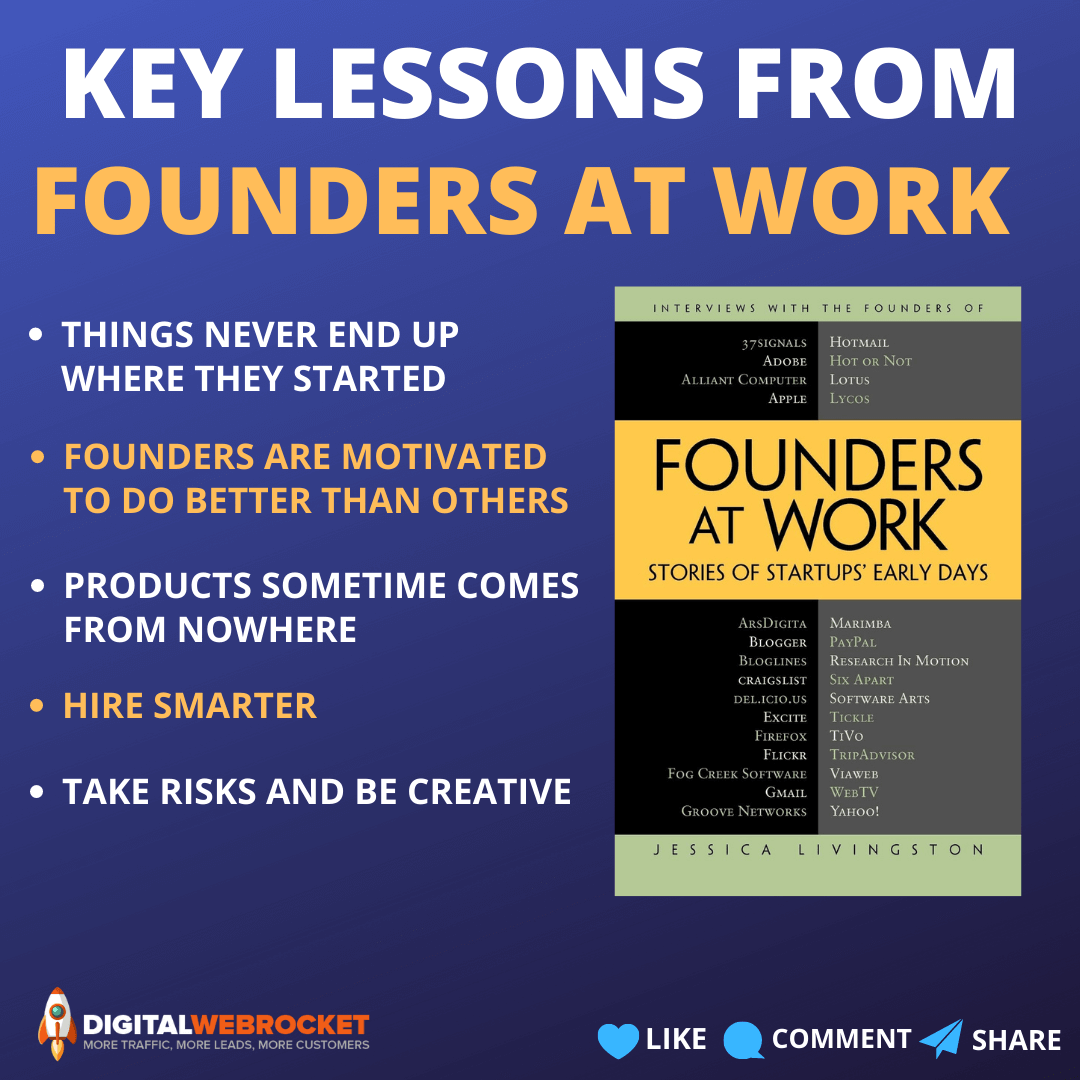 SimonHodgkinson's tweet photo. Business and life lessons from some of our favourite titles... #JessicaLivingston #FoundersAtWork https://t.co/5qgw84atFR