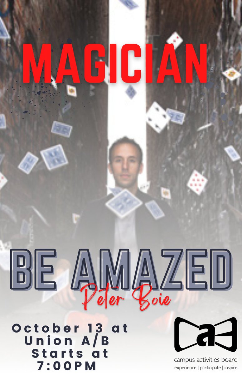 Free and open to the public! Join us tonight at 7pm in the Memorial Union : Room A/B at Washburn University for a magical night!