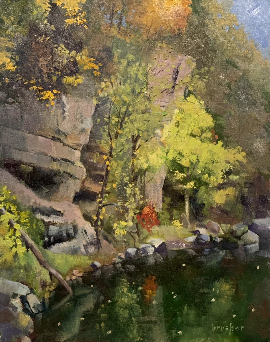 mikeb4i8's tweet photo. I painted the panel on the right during #bluffstrokes last week, but wasn’t satisfied with how it turned out. It didn’t sell , and reworked it this afternoon. I think I like it better. 11x14 #oilpainting on #fredrixcanvas panel. https://t.co/Q1Wn2HJ7yp