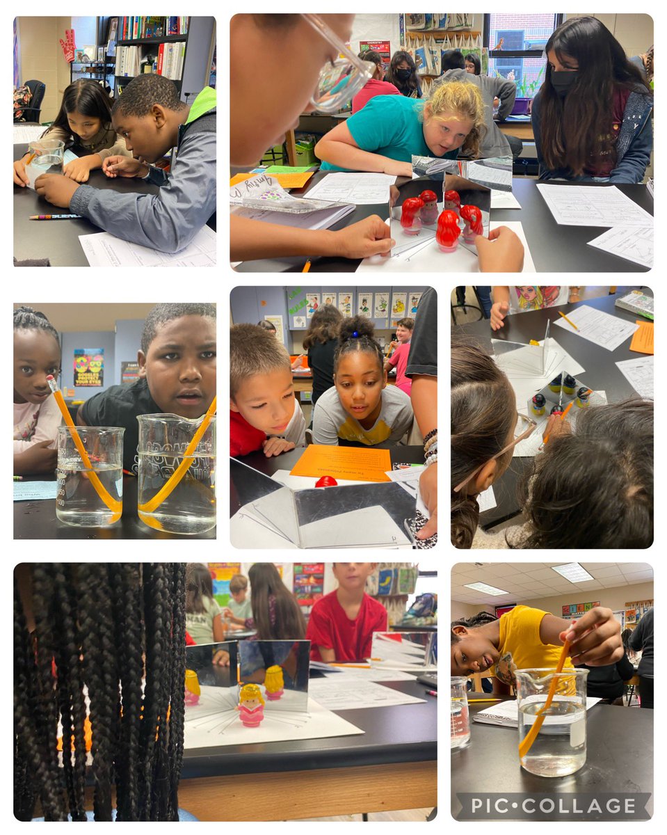 CrisFord23's tweet photo. Who broke my pencil? Why are there so many princesses? And a little bit of arrow flipping had these 5th graders were demonstrating that light can reflect and refract! #WPEscience @HumbleISD_WPE @HumbleISD @Humble_Science https://t.co/76FrYq0102