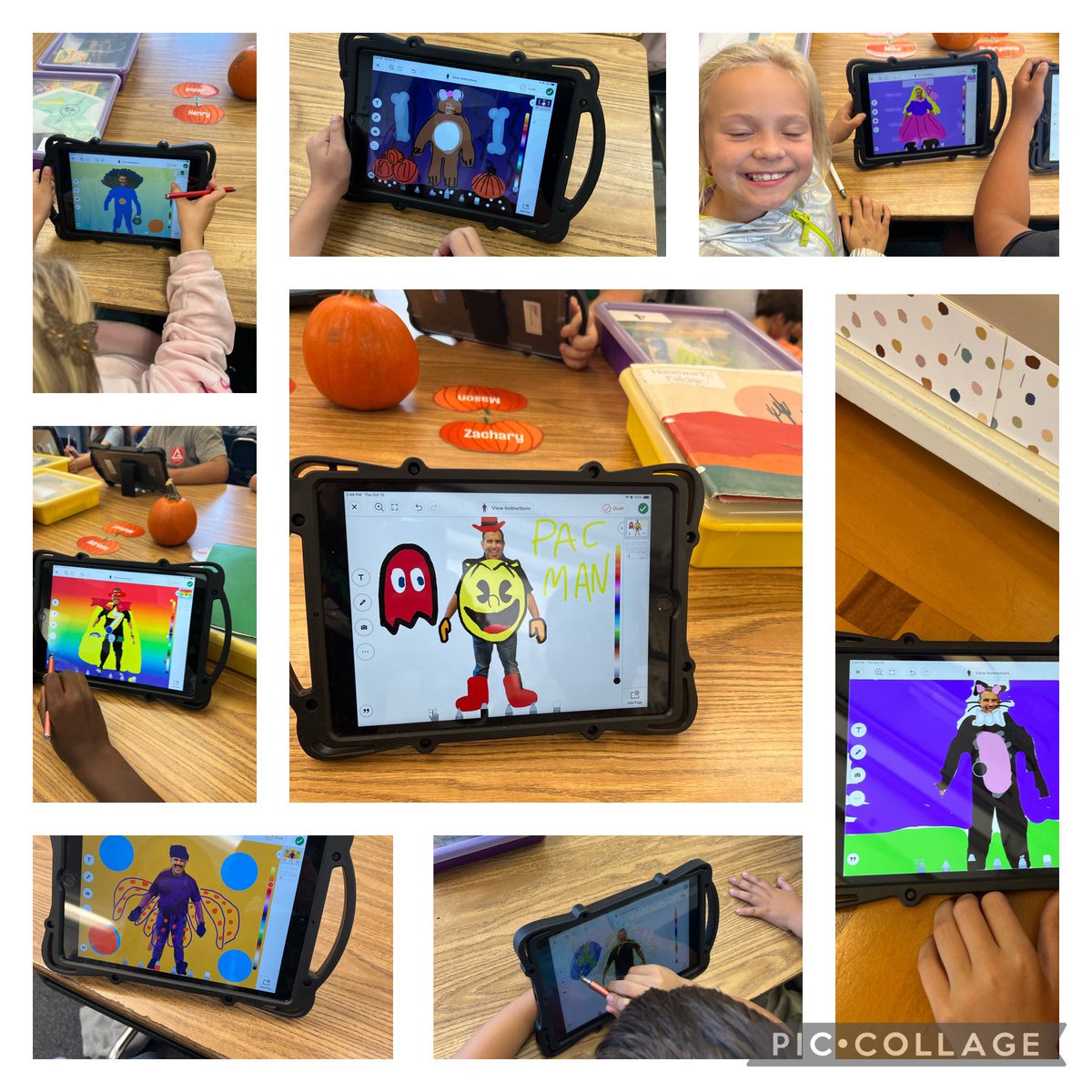 GHElementary's tweet image. Mrs. Brookman’s fifth graders and their little buddies in Mrs. Howell’s second grade class worked together using their iPads to create Halloween costumes for Dr. Anderson!! #gharts #ghscpa #ghgators