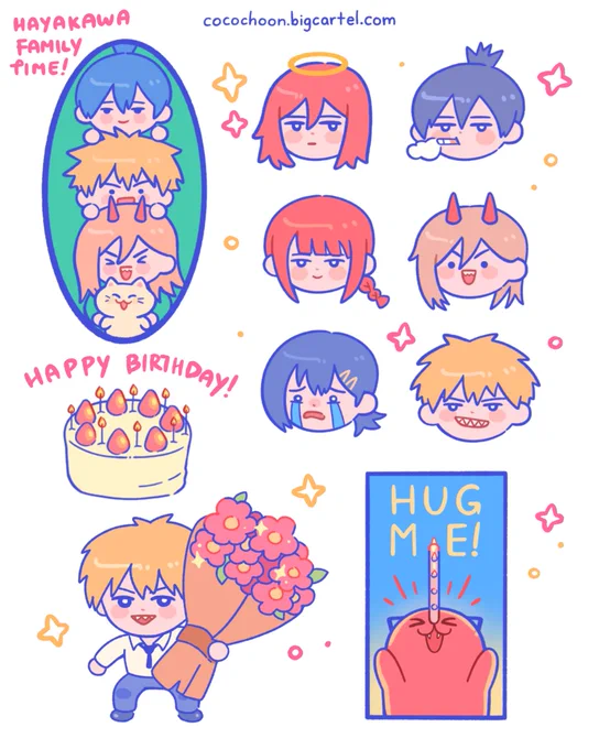 WAA happy chainsaw man day!! one of the sticker sheets i created for ax chibi! 

#chainsawman 