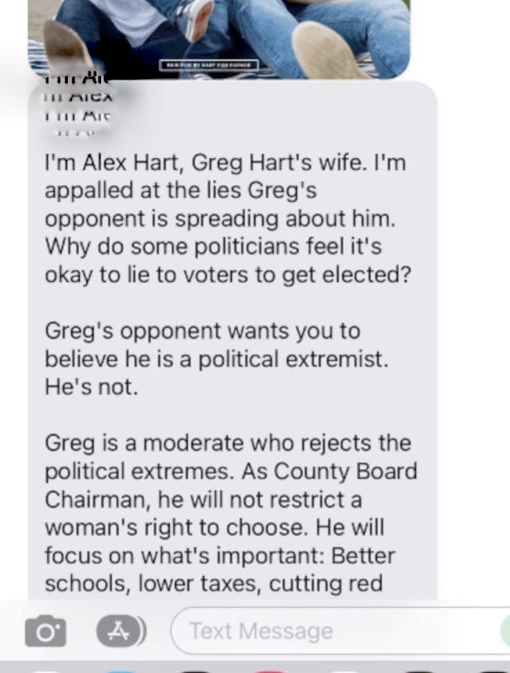 MccollumReid's tweet photo. Notice that this doesn’t say #GregHart wouldn’t want to ban abortion even in cases of rape and incest—just that he can’t do that on DuPage County Board. But he’s been grooming himself for higher office for years to do EXACTLY THAT. #TWILL @capitolfax @ShiaKapos https://t.co/DhhMqTL3Qa