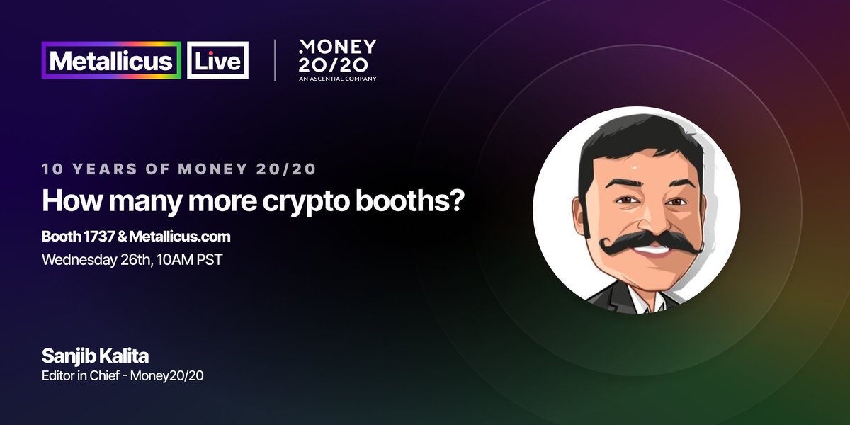 Sanjib Kalita, Editor in Chief at Money20/20 is our third confirmed Metallicus Live guest at <a href="/money2020/">Money20/20</a> 

Broadcasting live from Blockchain Beach (1737) &amp; metallicus.com

Wednesday, 26th October, 10AM PST.

#WeAreMetallicus #Money2020 <a href="/Paymentalist/">Sanjib Kalita</a>