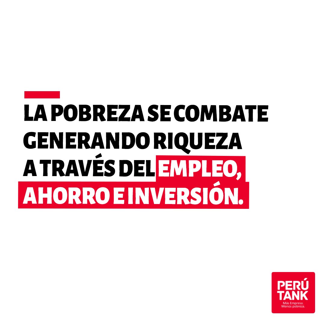 Para que las iniciativas orientadas a generar riqueza tengan mayor impacto en la sociedad, es necesario reconocer el rol de las empresas en la generación de empleo, ahorro e inversión en el país. ¡Más empresa, menos pobreza! 💪

#PeruTANK #MásEmpresaMenosPobreza