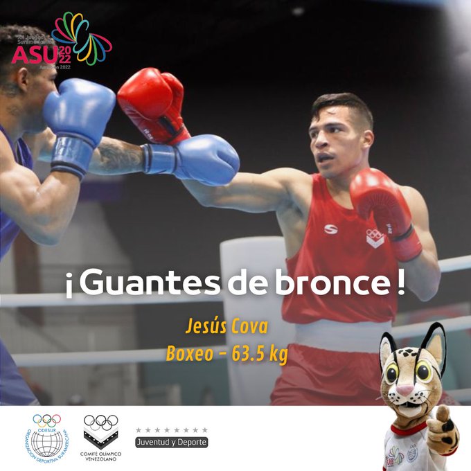 PLVenezuela's tweet photo. Los pugilistas de #Venezuela, se sumaron #hoy con sus derechazos a la fiesta deportiva de #ASU2022, en #Paraguay, para colarse así en el podium de premiaciones. #elsueñodetodos es #alcanzable. 🇻🇪🏆🥉🥉 #ODESUR2022 https://t.co/BMFtW0kDjt