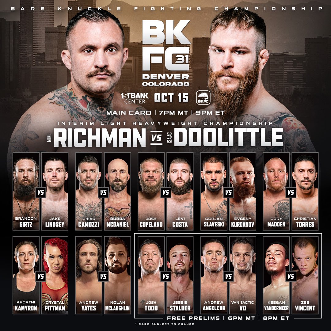 This Saturday, one thing is for sure… there will be 🩸💥 BKFC 31 | Richman vs Doolittle Sat. Oct 15th | 8PM EST [BKFC.com]