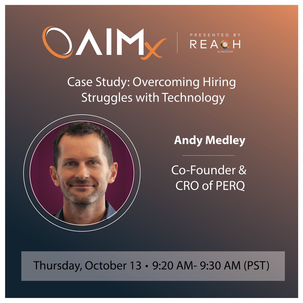 Join us at AIMx , a virtual event, on Thursday October13th. Check out a case study "Overcoming Hiring Struggles with Technology" presented by Andy Medley, Co-Founder and CRO of PERQ.

Full agenda and registration at hubs.li/Q01pvbX00