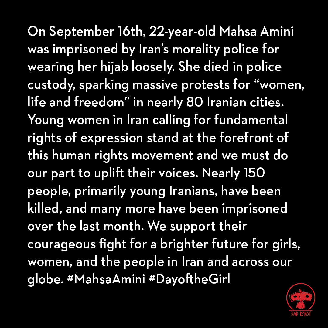We stand in solidarity with the girls, women, and young people at the forefront of the courageous fight for a brighter future for the people of Iran. #MahsaAmini #DayoftheGirl