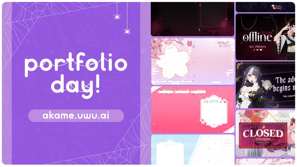 akamepsps's tweet photo. hi!! i'm akame and i'm a graphic designer who loves to work with stream graphics for vtubers

happy #PortfolioDay !!!🎃 https://t.co/LC8LFDe7mG