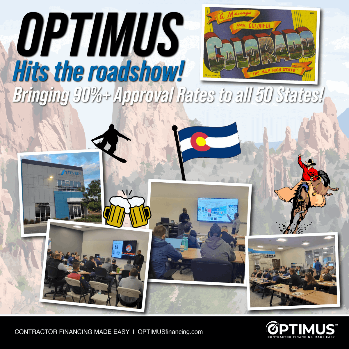 OPTIMUSfinance's tweet photo. The #OPTIMUSfinancing team visited Colorado with the #GoodmanRoadshow to help contractors prepare their businesses for success in 2023.
Thanks @GoodmanMfg, @Amana_HVAC, @ComfortDaikin, @ciwebgroup & @fyxifypro!
Click for a list of upcoming events: https://t.co/eHnWA56cRl https://t.co/MoXa9YRdji