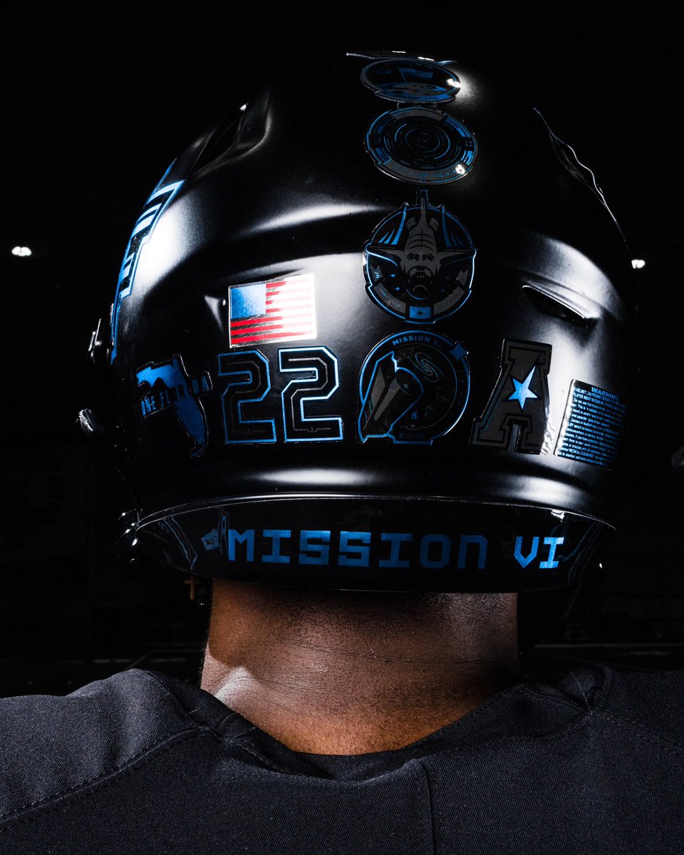 UCF_Football's tweet photo. Each player’s helmet features decals from previous missions they were a part of 🚀 https://t.co/4odIakASDw