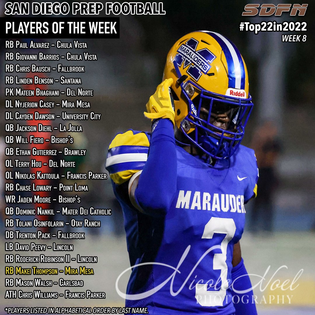 sdfootball's tweet photo. Prep🏈: #Top22in2022 Players of the Week (Oct. 6-8) https://t.co/yaIhB79IYx 
📸 by @Nicole2Noel https://t.co/p5P8RRXRDA