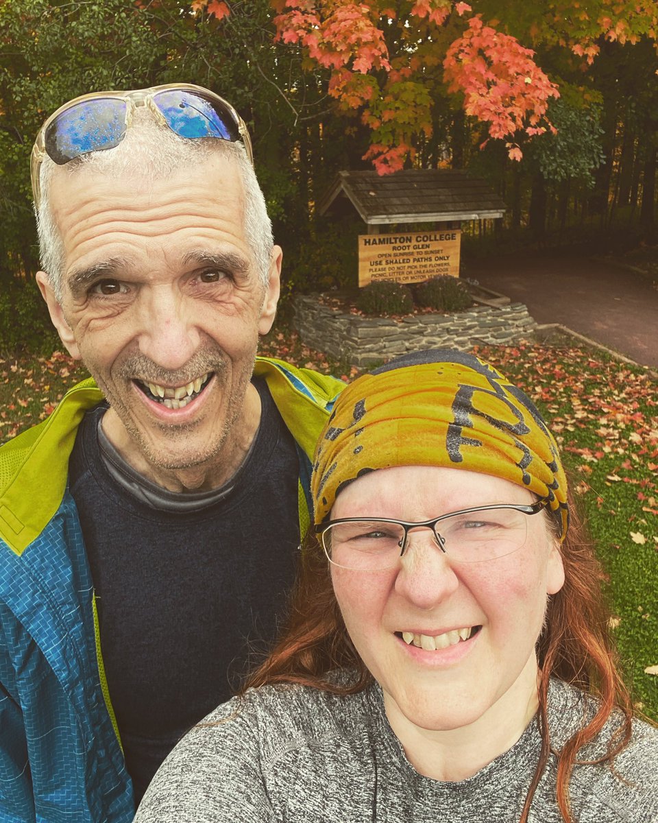 Jerry first run since surgery! He took right off and felt great. Sorry for the odd faces in this photo the sun was right in our eyes. Lol. #lifeistrailrunning #3run5 #runthedirt #firstrunpostsurgery #fallrunning