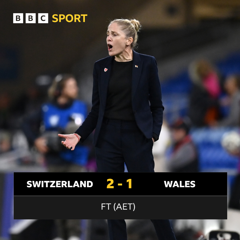 BBCSportWales's tweet photo. FT!

Game over, Wales' World Cup dream ends. 

🇨🇭 Switzerland 2-1 Wales 🏴󠁧󠁢󠁷󠁬󠁳󠁿
 
📲📺📻 Watch, listen &amp; follow the action LIVE on BBC Two Wales, @BBCRadioWales &amp; the @BBCSport website &amp; app
 
#BBCFootball