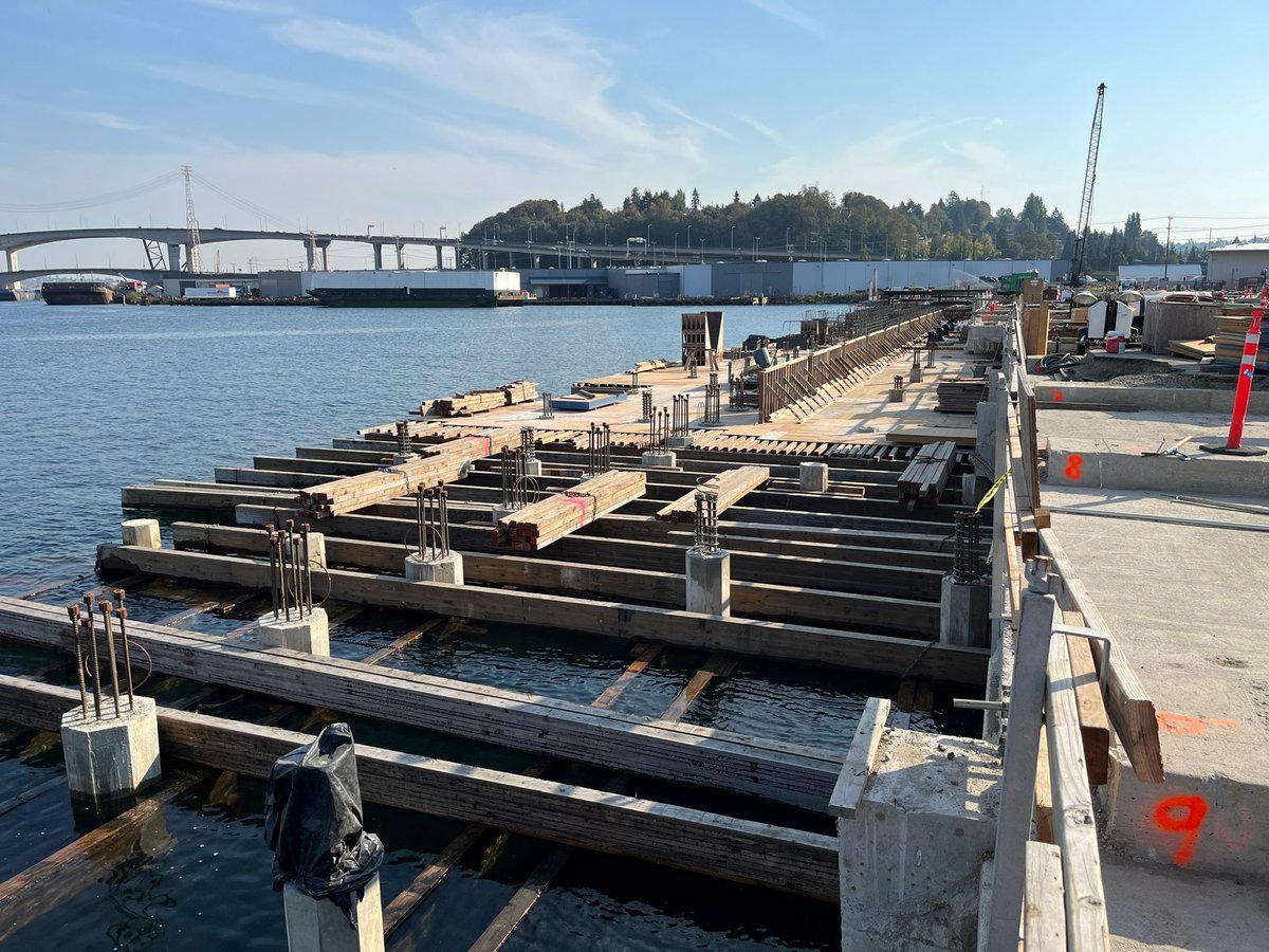 Terminal 5 phase 2 construction work continues! Work remains ongoing for concrete pours and falsework. Pile repairs are 75% done - take a look!