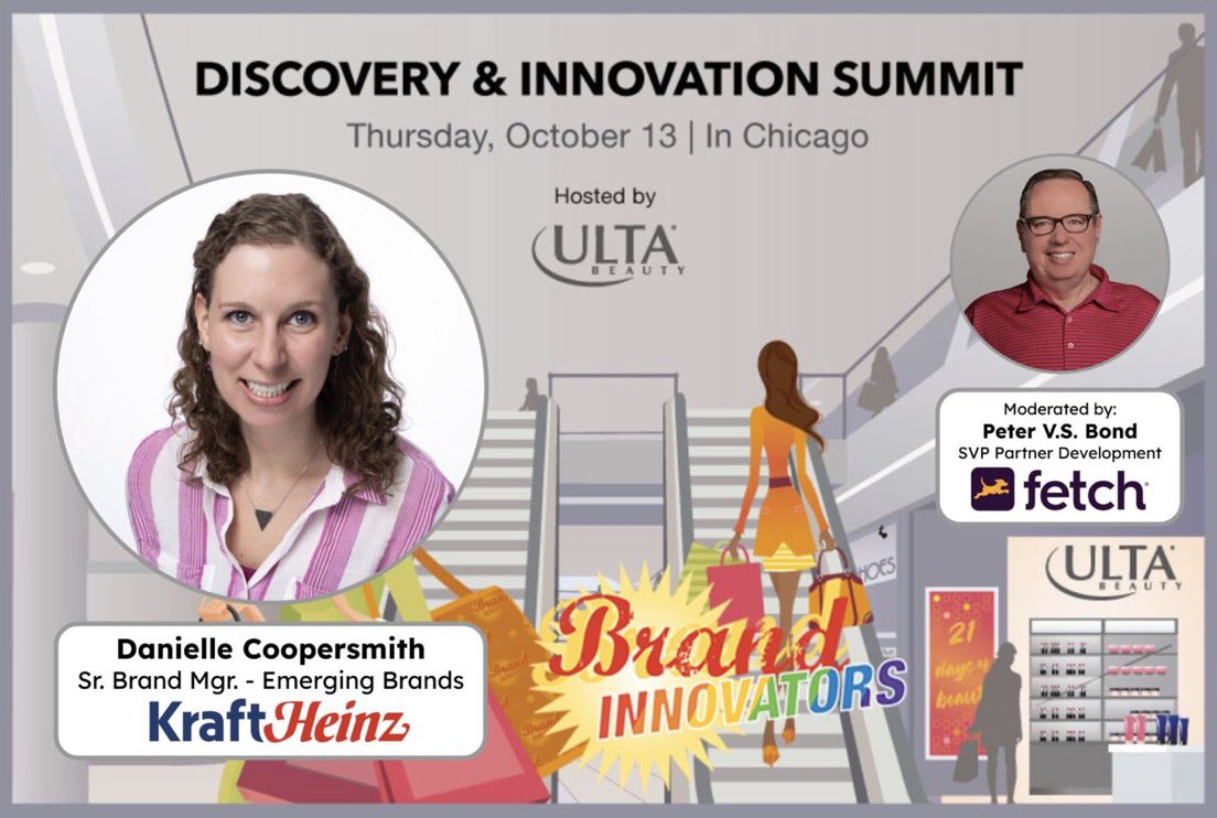 This Thursday at <a href="/ultabeauty/">Ulta Beauty</a> office in downtown Chicago during the <a href="/BrandInnovators/">Brand Innovators</a> “Discovery &amp; Innovation Summit,” I will be speaking with <a href="/DanielleCoop93/">Danielle Coopersmith</a> Sr Brand Mgr for Emerging Brands at <a href="/KraftHeinzCo/">The Kraft Heinz Company</a> - Learn more here: brand-innovators.com/events/marketi…