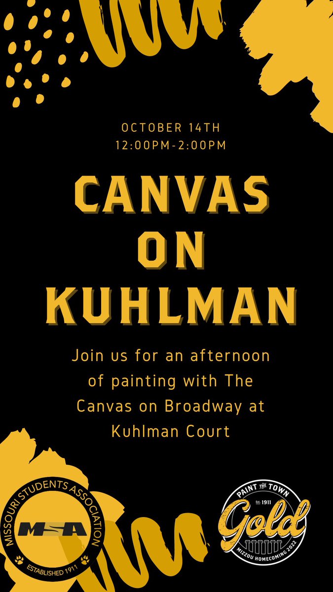 MU_Homecoming's tweet photo. 🚨New event co-sponsored by MSA and Steerco 🚨 Free for all students but supplies are limited so sign up ASAP! Not a student? There are two opportunities for alumni and friends of Mizzou to participate as well on October 14th and 19th. Sign up via our link-tree on Instagram! https://t.co/oSvxB360L4