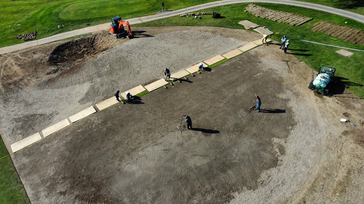 Making progress today! The greens sod is going back.
