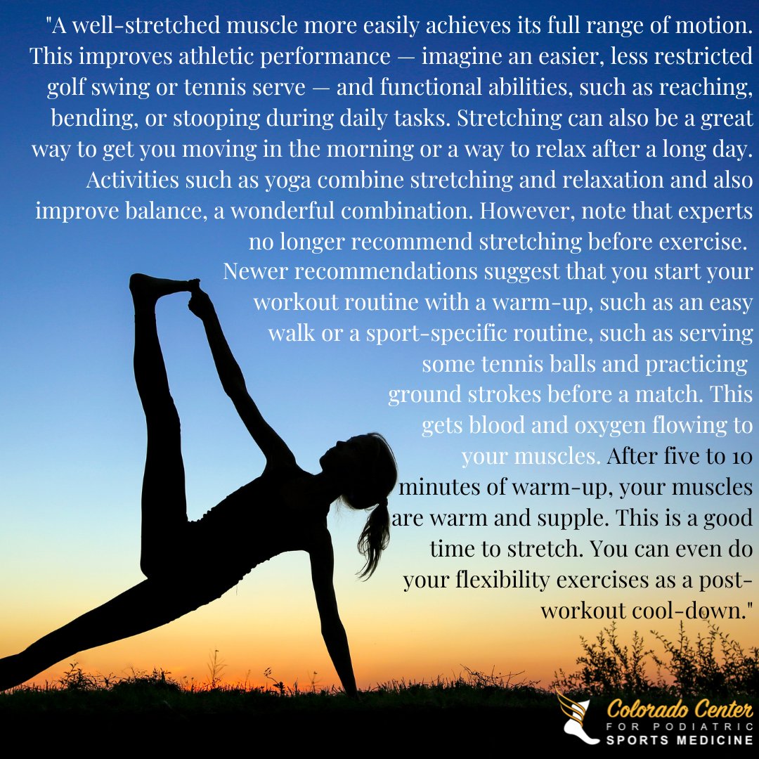 DrJamesYakel's tweet photo. link to full article: https://t.co/JQdIKlaiiL
#flexibility #stretch #remembertostretch #fitness #fitspo #workout #athlete #motivation #inspiration #healing #warmup #photo #follow #sportspodiatry #podiatrist #ColoradoCenterForPodiatricSportsMedicine #CCPSM #DrJamesYakel https://t.co/HPvGC555gp