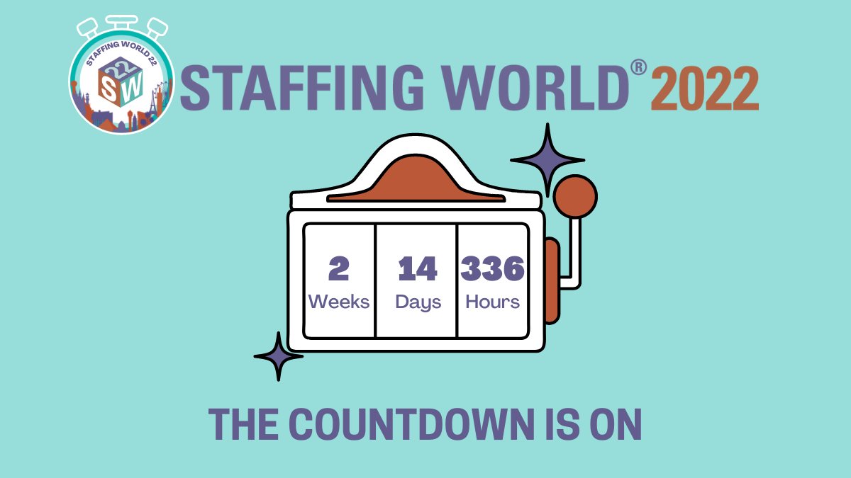 In just two weeks, Staffing World 2022 will commence in Las Vegas, and we are counting the hours (336) until we get to see all of you at the #staffing event of the year. Plan out your schedule at staffingworld.net, or register today!