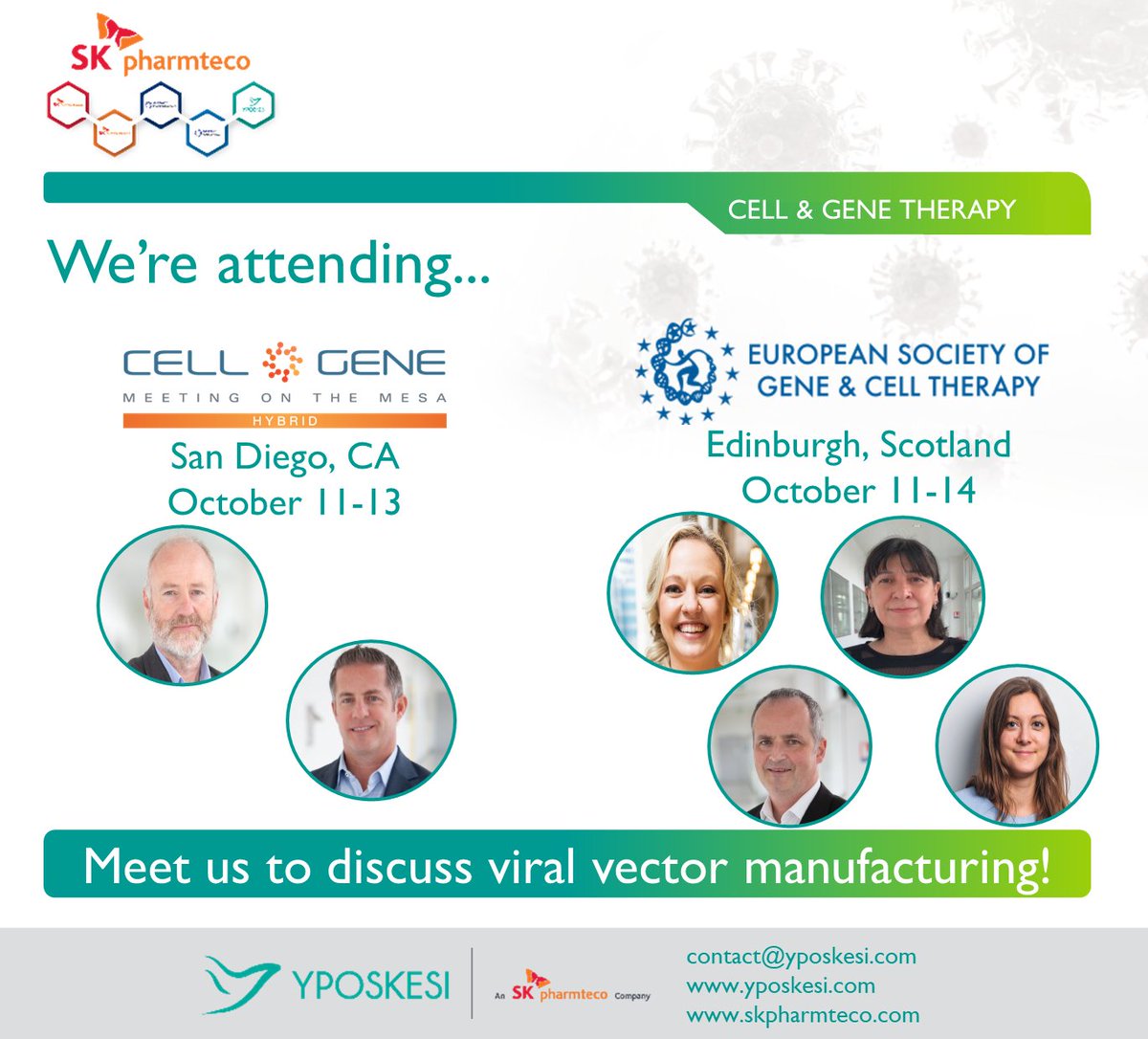 yposkesi's tweet photo. This week, @yposkesi is all over the place! Whether you are attending the @alliancerm Mesa or the #ESCGT you can meet someone from our team to discuss #ViralVectorManufacturing.
#CDMO #Conferences https://t.co/mc0f2uylQZ