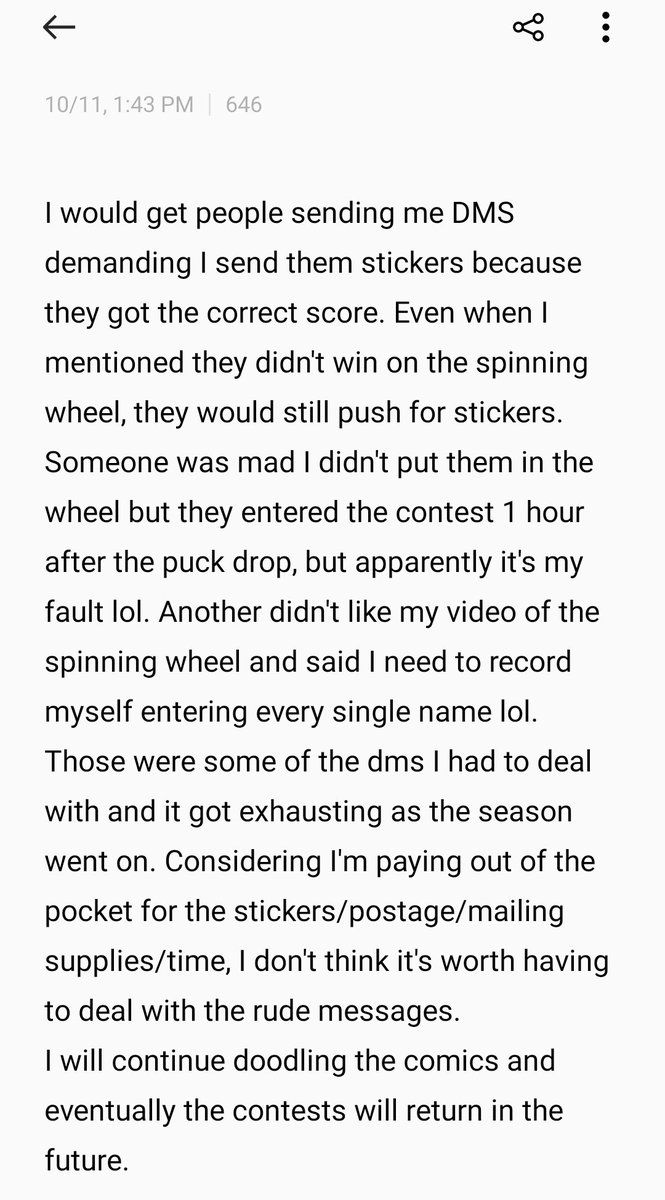 WendolynLamchop's tweet photo. So my game day sticker contests will be on hold for the time being, unfortunately getting some rude dms last season was too much to deal with. Just not worth the hassle, especially having someone get mad at me over 2 stickers lol. More in the note below https://t.co/6WUI8SRvIM