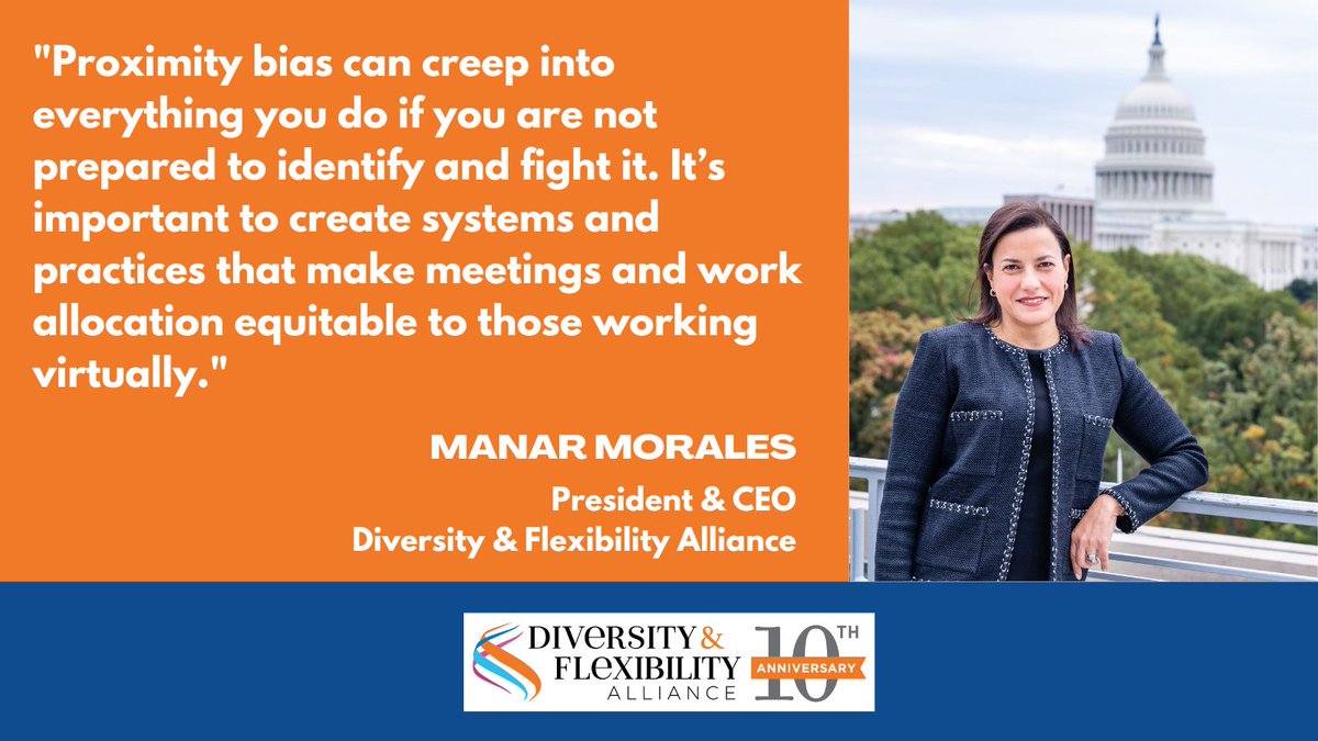 DFAlliance's tweet image. Our President &amp;amp; CEO @ManarMorales is excited to be presenting to the team at @Mintz_Law on Proximity Bias this afternoon.  

As you develop your new hybrid workplace, make sure you know how to identify and fight #proximitybias.